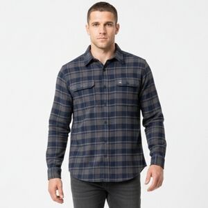 Local Boy Outfitters M Longsleeved Light Flannel Button Down Shirt Blk/Gry Plaid